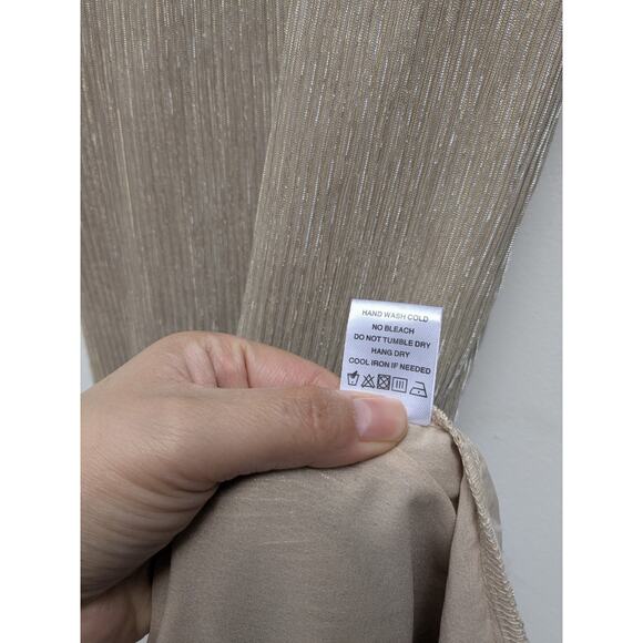 REVOLVE X SUPERDOWN Hailee High Slit Gold Slit Champagne Maxi Dress Size L NWT - Picture 9 of 13